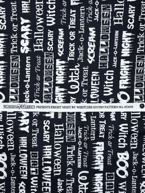 Windham Fabrics Fright Night de Whistlers Studio negro blanco por 44" 33659 Foto 3 de 3