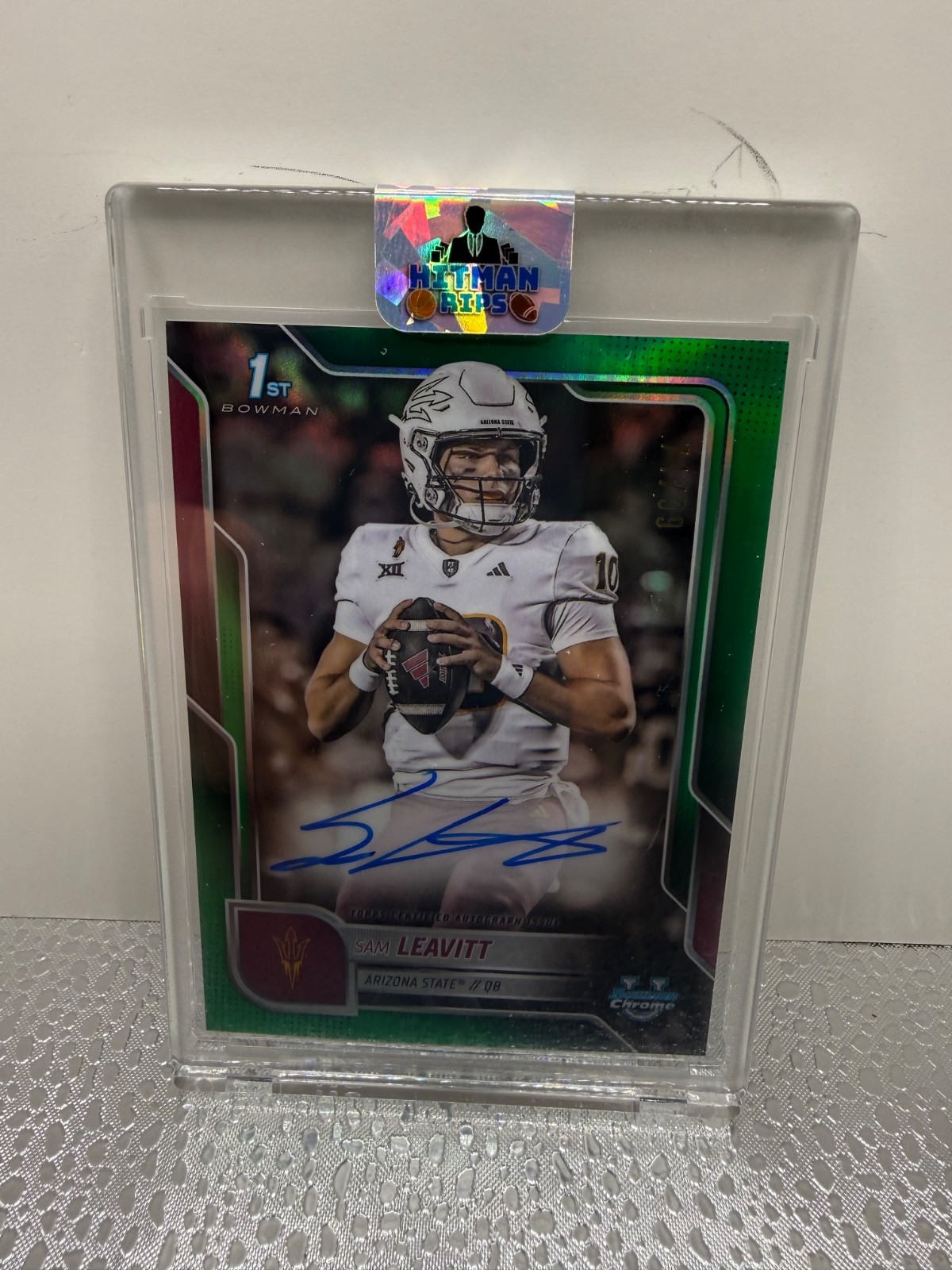 2025 Topps Bowman Chrome Sam Leavitt Auto Green Refractor /99 #BCA-SL