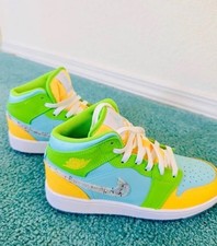 Scarpe Nike Air Jordan 1 Mid SG Big Koda taglia 5Y Glacier Ice verde citron blu nuove