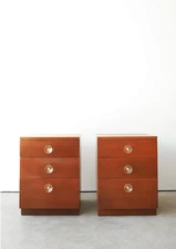 Rare 1940s (1942) Gilbert Rohde for Herman Miller #4246 Paldao wood nightstands