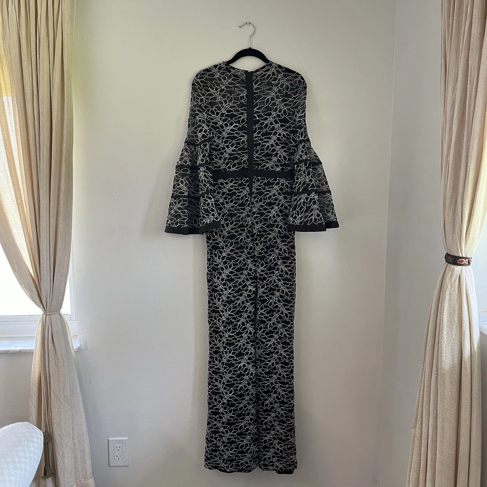 Mono Alexis Blanco y Negro Encaje Manga Campana Jurnee Pierna Ancha Foto 3 de 4