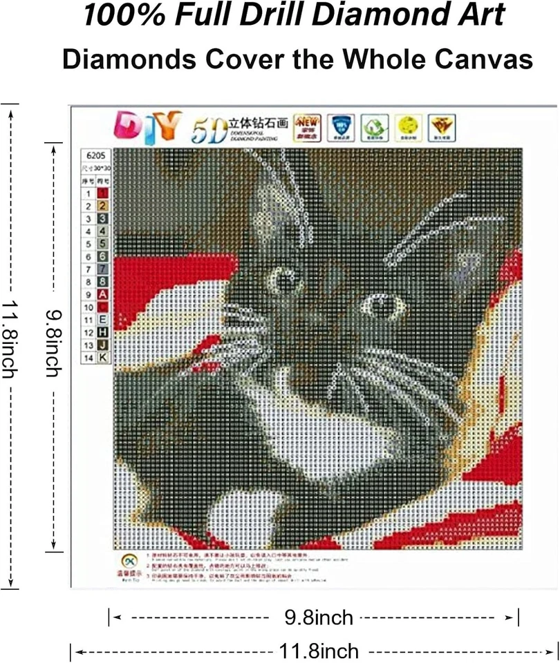 Hágalo usted mismo Kits de Arte de Diamantes 5D, Arte de Diamantes Gatos Negros Kits de Arte de Diamantes Completos para Adultos... Foto 3 de 4