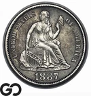 1887-S Seated Liberty Dime, Better San Francisco Date, Choice AU++