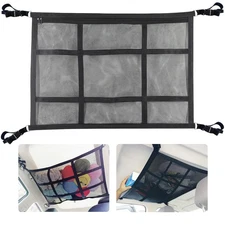 SUV Ceiling Cargo Net Car Roof Storage Trunk Organizer Double-Layer Mesh