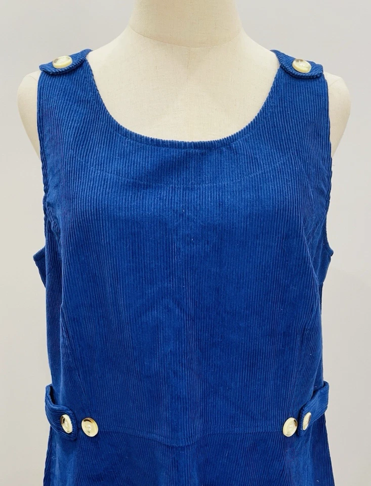 Karma East Corduroy Button Pinafore Dress Size L Party Holiday Casual - image 2 of 4