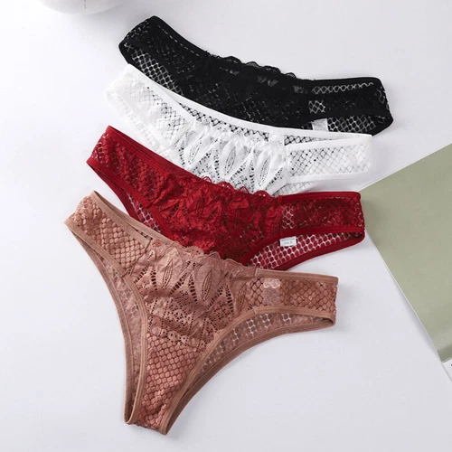 4er-Pack Set Sexy Damen Höschen Unterwäsche Spitze durchsichtig Slips Unterwäsche Set - Bild 4 von 16