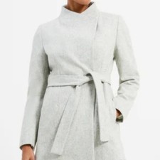 Mango Gray Belted Woolblend Peacoat Us Xs