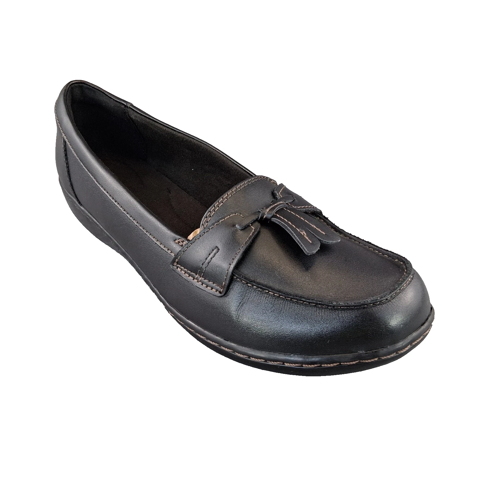 Clarks slip on donna nero Mary Janes ballerine grembiule punta taglia 10 W