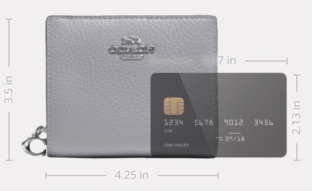 NWT COACH Snap Wallet In Granite Silver Gray Leather C2862 | eBay