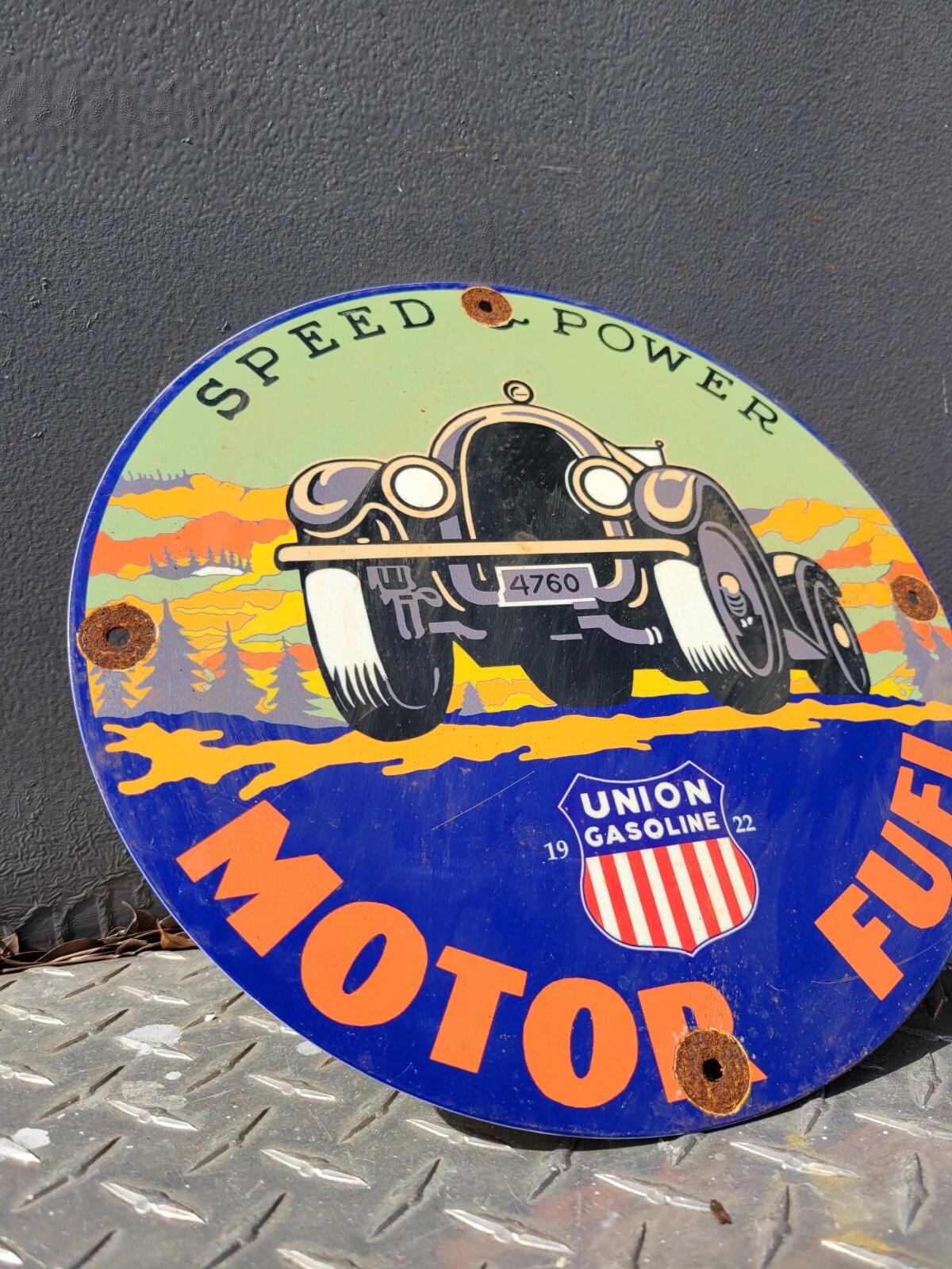 VINTAGE UNION GASOLINE PORCELAIN SIGN MOTOR OIL GAS STATION SERVICE