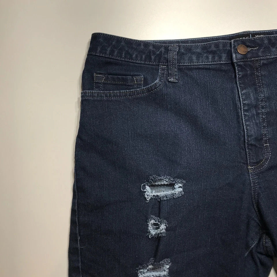 Riders by Lee Womens Mid Rise Bermuda Dark Stone Denim Destroyed Shorts Size 18 - Image 4 of 4