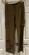 Da-Nang Embroidered Silk Cargo Pants with Birds/Sz Sm