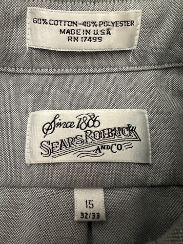 Sears RoeBucks vintage dress shirt mens 15 32/33 Gray made in USA - Picture 3 of 4