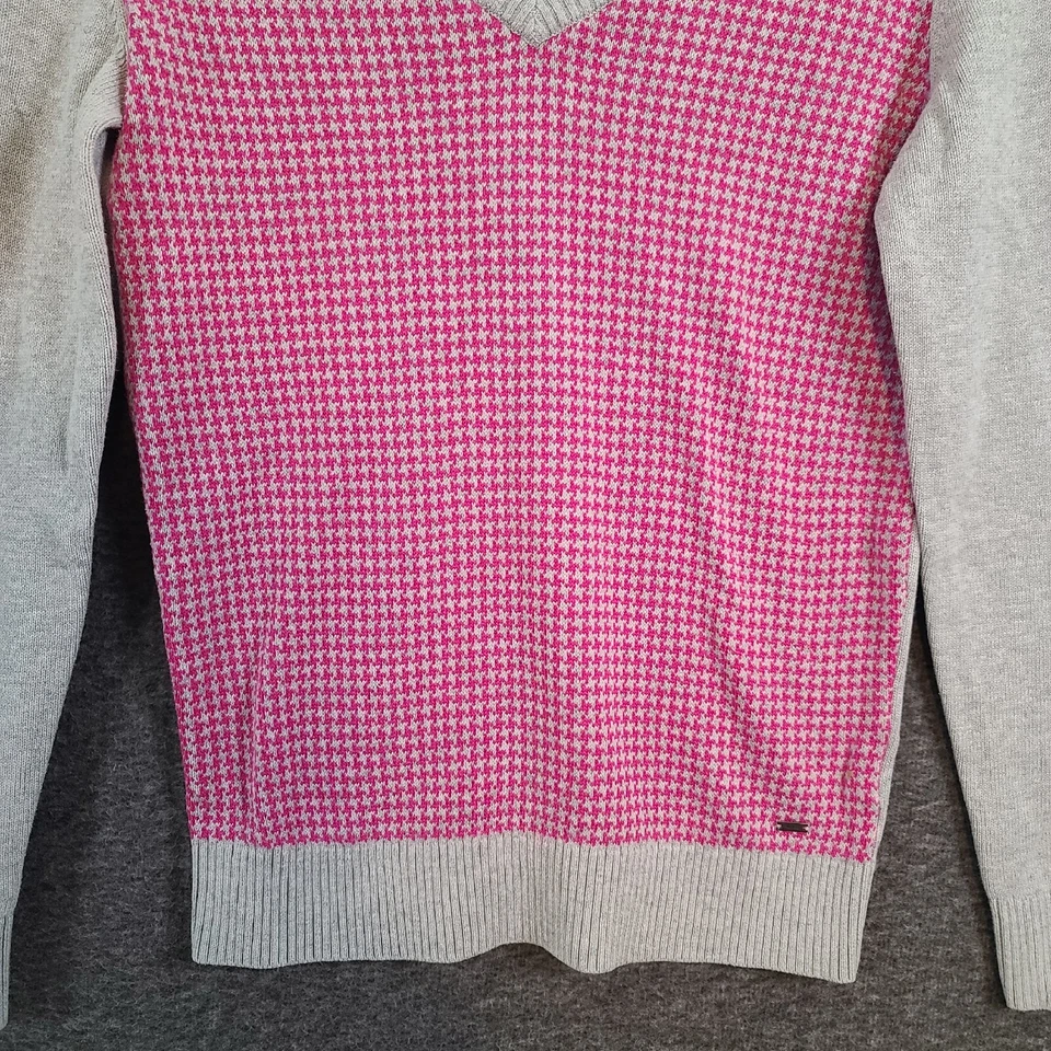 Tommy Hilfiger Pima Algodón Cárdigan Suéter Mujer Pequeño Manga Larga Rosa Gris Foto 4 de 4