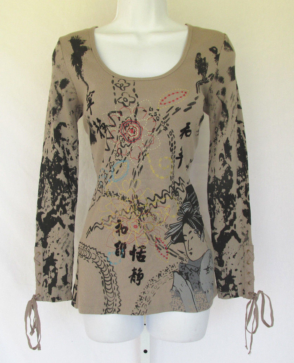 VINTAGE 1990s RXB RIBBED COTTON EMBROIDERED TOP S… - image 8