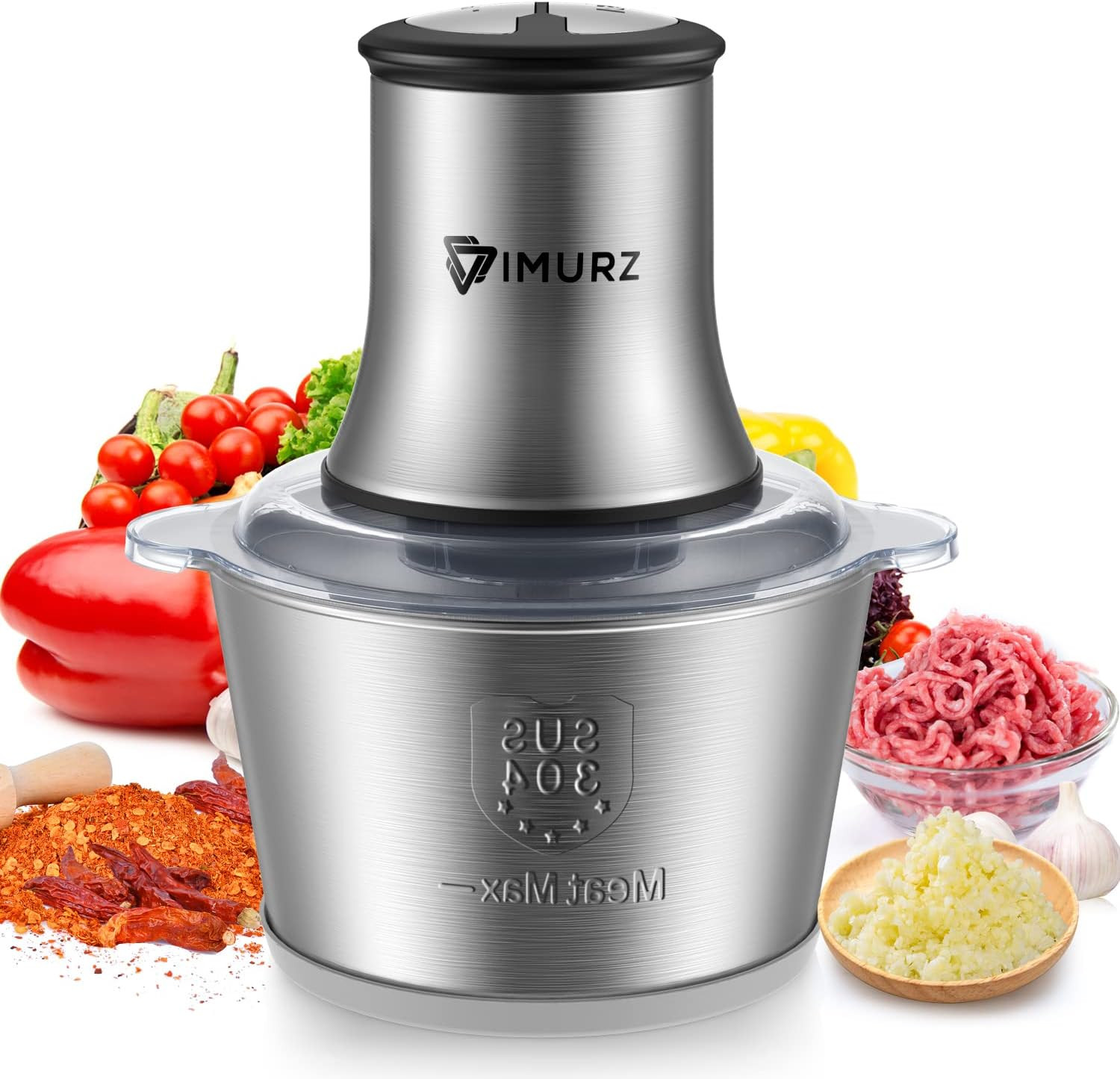 2L Electric Mini Food Chopper Food Processor Meat Grinder,4 Bi-Level Blades,500