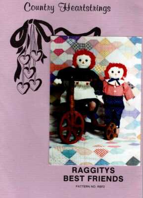 RAGGITY DOLL Pattern BEST FRIENDS  Apx 18''