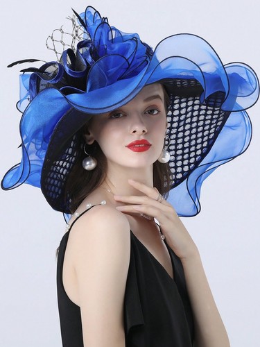 RoyalBlue Kentucky Derby Fascinator Hat For Women Cocktail Tea Party Church Hats - Picture 3 of 5