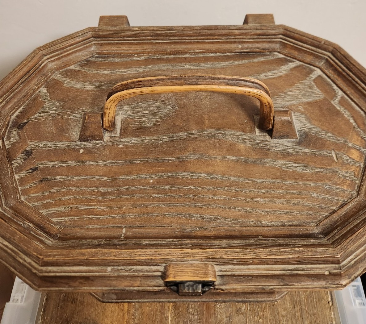 Vintage Lerner Faux Wood Sewing Box with Plastic Insert for