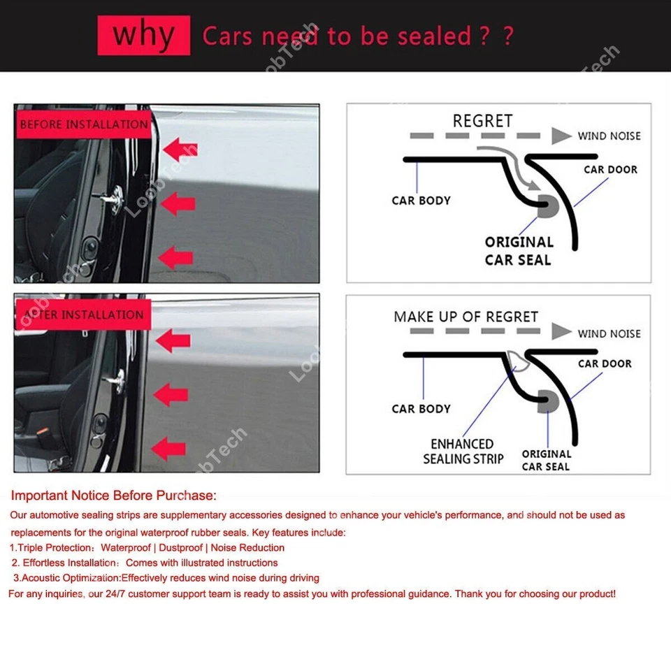 For Peugeot 508 2011-24 Door Rubber Seal Strip Kit Noise Insulation Sealing Trim - Image 2 of 4