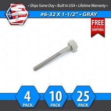  6-32 x 1-1/2" Thumb Screw Stainless Steel - Gray Round Knurled Knob - USA