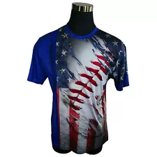 Boombah Men’s American Flag Short Sleeve Baseball Shirt 100% Polyester Size L