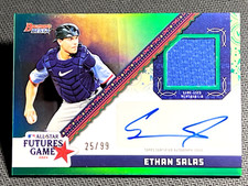 2024 Bowmans Best GREEN REFRACTOR FUTURES GAME USED JERSEY AUTO Ethan Salas /99