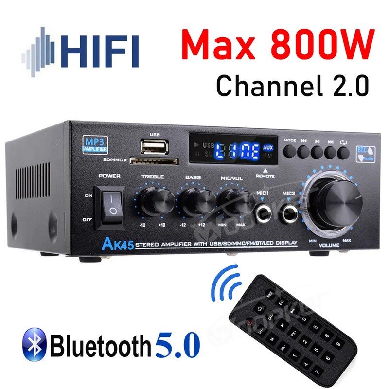 HiFi Digital Amplifier Max Power 90Wx2 Channel 2.0 Bluetooth Surround AMP