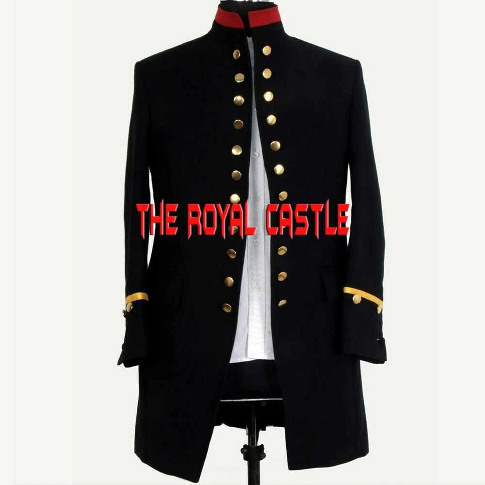 New Pirate Fashion Style Coat Men Military Hussar Black Wool Coat