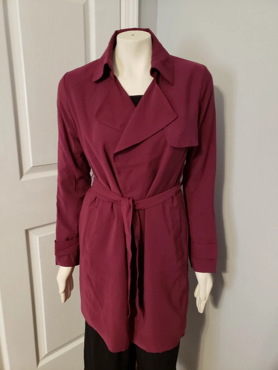 Banana Republic Collar Tie Waist Pockets Wrap Mid Waist Burgundy