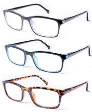 3 Pack Classic Unisex Blue Light Blocking Computer Reading Glasses spring hinge