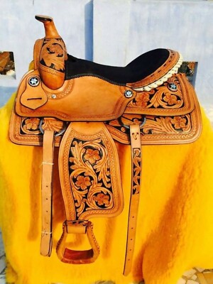 Western Leder Pferd Barrel Trail handgefertigtes Sattel-Tack-Set alle Größen
