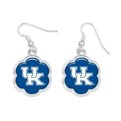 Kentucky Wildcats Hazel Silver Blue Flower Wire Earrings Jewelry Gift UK