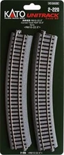 Kato #2-220 HO Scale R610mm (R24") Radius 22.5° Curve Track - Code 83 - 4 Sects