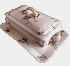 ANTIQUE CHARLES FIELD HAVILAND LIMOGES CFH TUREEN w LID PLATE  1882-1890