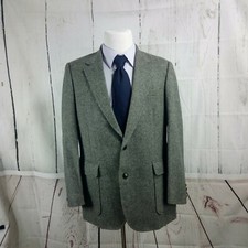 Imperial By Haggar 42R 2 Button Gray Herringbone Suit Blazer Sports Coat