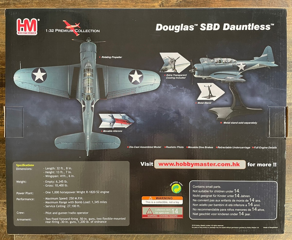 HOBBY MASTER 1:32 scale DOUGLAS SBD-2 DAUNTLESS 
