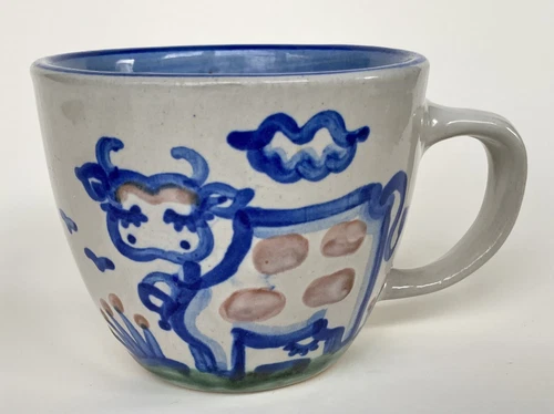 M. A. Hadley Cow The End Coffee Cup Mug Hand Painted Folk Art