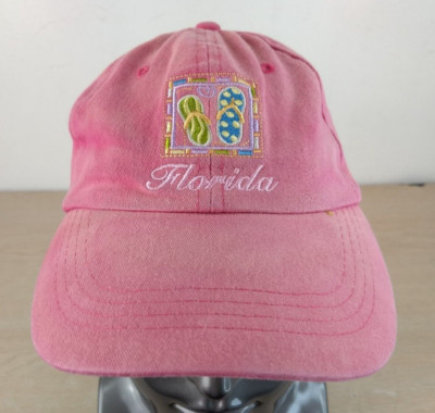 MANGO BAY FLORIDA ADJUSTABLE STRAPBACK BASEBALL HAT/CAP, PINK, SANDALS/TRAVEL