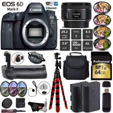 Canon EOS 6D Mark II DSLR Camera With 50mm 1.8 STM Lens Professional Battery