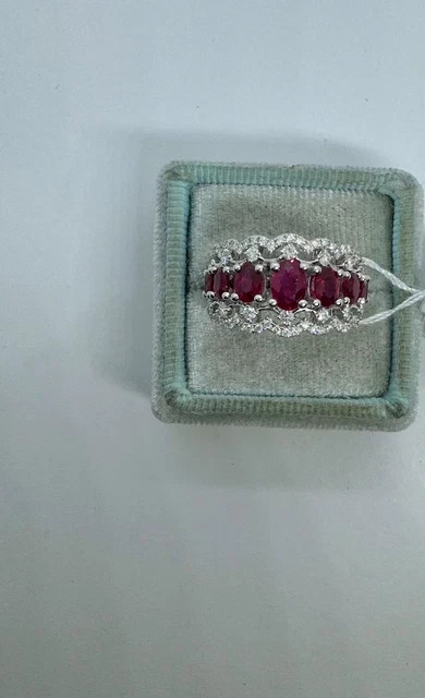 3Ct Oval Cut Lab-Created Ruby Art Deco Wedding Ba… - image 6