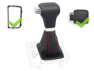 SCHALTKNAUF FUR VW PASSAT B6 DSG SCHALTMANSCHETTE ALCANTARA NAHT ROT + RAHMEN