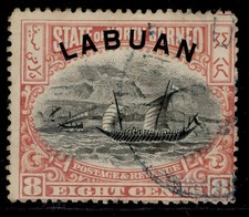NORTH BORNEO - Labuan QV SG94a, 8c rose-red, USED. Cat &pound;15.