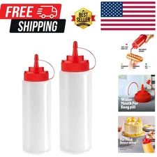 Leak-Proof Squeeze Bottles for Sauces - 2 Pack of 12 oz & 16 oz BPA-Free Bottles