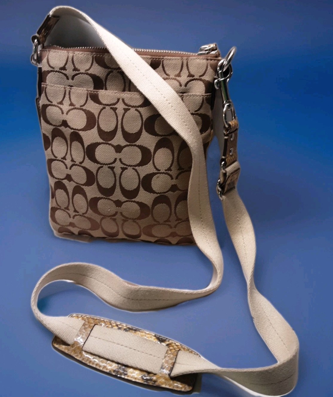 COACH-Sutton-Signature Crossbody-Python Trim-Gold… - image 8