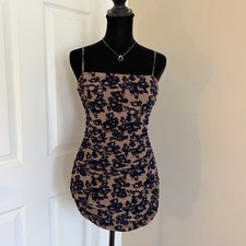 Windsor Dark Floral Velvet Burnout Bodycon Mini Dress S coquette whimsigoth Y2K