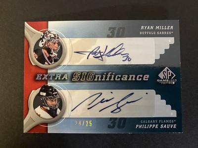 2005-06 SP Game Used #ES-MS Ryan Miller / Philippe Sauve Extra SIGnificance #/25