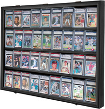 36 Graded Sports Card Display Case, Large Lockable Baseball Card Display Cabinet