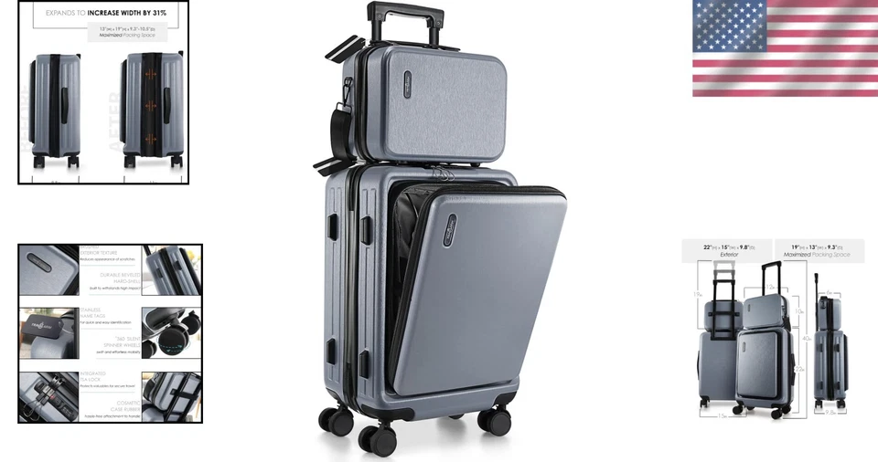 Transporte expansível 22 polegadas com estojo cosmético - Imagem 2 de 4