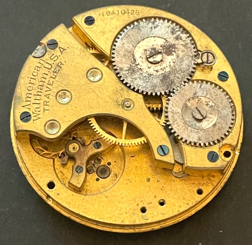 Antique 1913 Waltham Traveler Model 1908 Pocket Watch Movement Parts 16s 7j USA